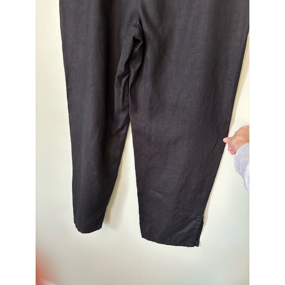 J. Jill Black 100% Linen Wide Leg Pants Elastic Waist Pull On M - Picture 5 of 9